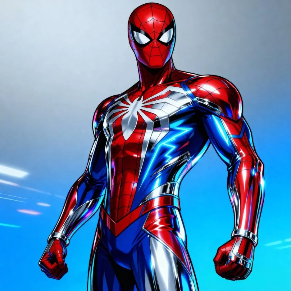 Y2K Spider-Man PFP with metallic chrome finish.